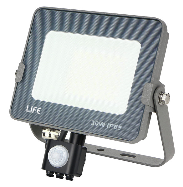 FARETTO IP65 CON SENSORE IP65, Serie FA4, LED SMD, 30W, 110°, 6500K, LM2800, CRI80, 141x186x54mm
