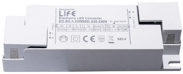 TRASFORMATORE per LED 33W, 650mA, 43-51Vdc, IP20, adatto per 39.9P061040N40 e 39.9P031040N40 TRASFORMATORE per LED 33W, 650mA, 43-51Vdc, IP20, adatto per 39.9P061040N40 e 39.9P031040N40