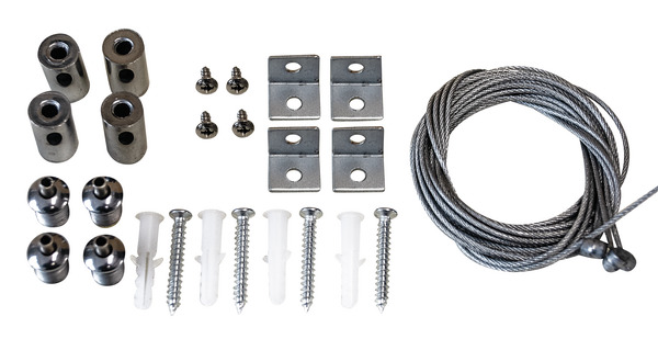 Kit 4 TIRANTI CON CAVO IN ACCIAIO PER PANNELLI 39.9P064*, 39.9P065*, 39.9P036* e 39.9P034* , L.1m Kit 4 TIRANTI CON CAVO IN ACCIAIO PER PANNELLI 39.9P064*, 39.9P065*, 39.9P036* e 39.9P034* , L.1m