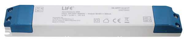 TRASFORMATORE per LED 48W, 600mA, 60-80Vdc, IP20, adatto per 39.9PF13121* TRASFORMATORE per LED 48W, 600mA, 60-80Vdc, IP20, adatto per 39.9PF13121*