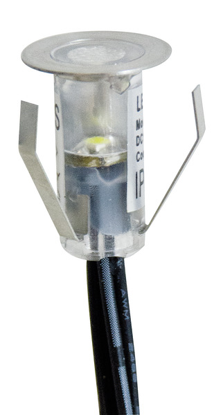PUNTO LUCE SEGNA PASSO,IP67,12Vdc 0.4W,3000K, D18mm F15mm, ACCIAIO 304 + PC, CAVO PASSANTE 2x0.5m PUNTO LUCE SEGNA PASSO,IP67,12Vdc 0.4W,3000K, D18mm F15mm, ACCIAIO 304 + PC, CAVO PASSANTE 2x0.5m