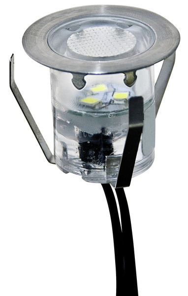 PUNTO LUCE SEGNA PASSO,IP67,12Vdc,0.6W,3000K,D30mm x H27mm, ACCIAIO 304 + PC, CAVO PASSANTE 2x0,5m PUNTO LUCE SEGNA PASSO,IP67,12Vdc,0.6W,3000K,D30mm x H27mm, ACCIAIO 304 + PC, CAVO PASSANTE 2x0,5m