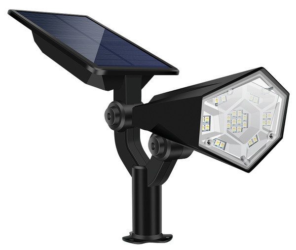 Punto Luce da giardino ad energia SOLARE, IP65, 200LM, 3000K/4000K, BA120°, CRI80, P.Solare 1.5W, Batt. 3.7V 2.2Ah LI-ION, 291x315mm, CON PICCHETTO, colore Nero