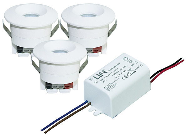 Kit 3 PUNTI LUCE da Incasso 39.9PL1010C con Alimentatore 41.ASDP0350312 corrente Costante