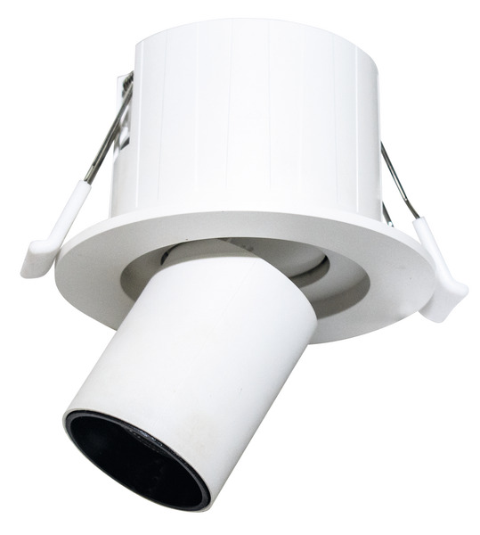 PUNTO LUCE ROTONDO DA INCASSO ESTRAIBILE, IP20, 220Vac, 6W, 600lm (F.T.), BA36°, 3000K/4200K/6500K, D90x70mm, F70mm, C.BIANCO.