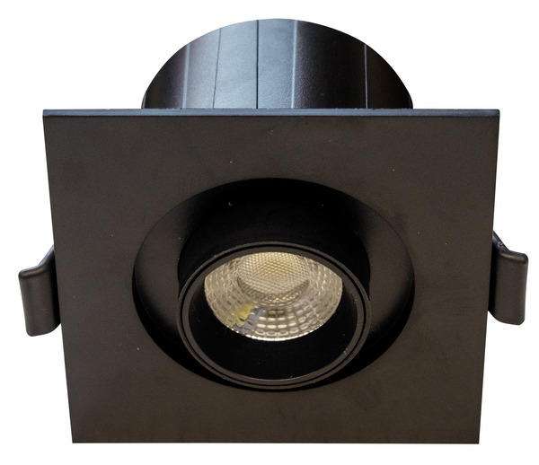 PUNTO LUCE QUADRATO DA INCASSO ESTRAIBILE, IP20, 220Vac, 6W, 600lm (F.T.), BA36°, 3000K/4200K/6500K, 90x90x70mm, F70mm, C.NERO.