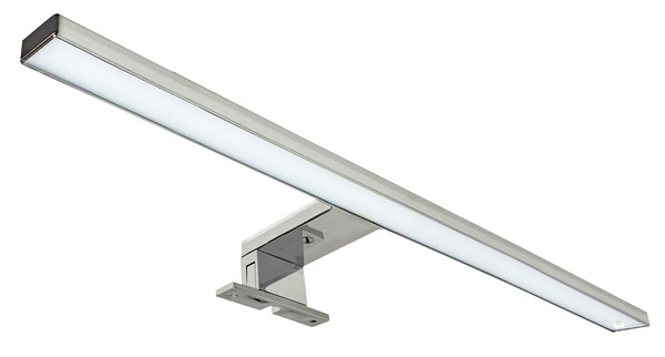 APPLIQUE a LED da Bagno, Lampada Specchio Bagno, IP44, 9W, 820lm, Luce 3000K/4000K/6000K, CRI80, 600x103x40mm, Cromata, con staffa a muro e specchio.