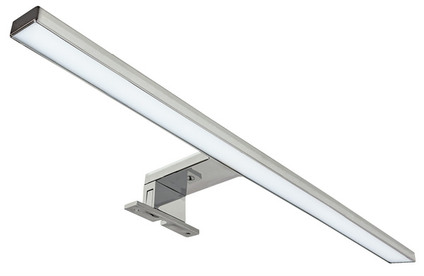 APPLIQUE a LED da Bagno, Lampada Specchio Bagno, IP44, 9W, 820lm, Luce 4000K, CRI80, 600x103x40mm, Cromata, con staffa a muro e specchio.