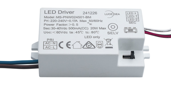TRASFORMATORE per LED 20W, 500mA, 30-40Vdc, IP20, adatto per 39.9PL3227* e 39.9PL3028*CFN%%%_substitutiveMessage_%%%39.9PL3227T