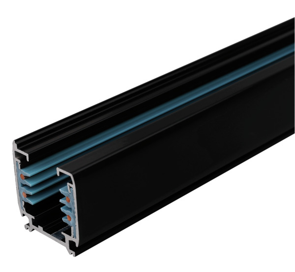 BINARIO 4 CONTATTI, A 3 CIRCUITI INDIPENDENTI, Alluminio colore NERO, 1000x31x36mm