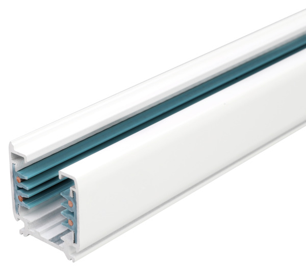 BINARIO 4 CONTATTI, A 3 CIRCUITI INDIPENDENTI, Alluminio colore BIANCO, 1000x31x36mm