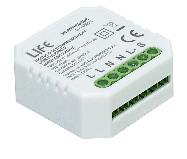 Modulo 1CH Dimmer/(ON)/OFF con pulsante, SmartLIFE, Wireless 2,4GHz, 220V 50/60Hz LED 150W Modulo 1CH Dimmer/(ON)/OFF con pulsante, SmartLIFE, Wireless 2,4GHz, 220V 50/60Hz LED 150W