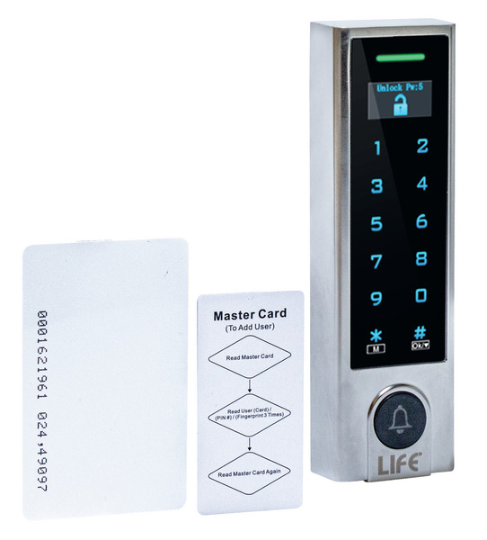 Unità di controllo apriporta per elettroserrature, SmartLIFE, Wireless 2,4GHz, IP66, con tastiera con display OLED ed RFID EM125KHz