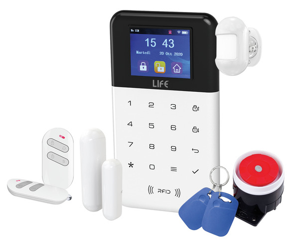 KIT Allarme GSM + Wireless SMARTLIFE , 1 Sen.PIR, 1 Cont.Porta, 2 Radioc.,1 Sirena int 2 TAG RFID KIT Allarme GSM + Wireless SMARTLIFE , 1 Sen.PIR, 1 Cont.Porta, 2 Radioc.,1 Sirena int 2 TAG RFID
