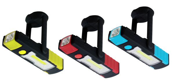 LAMPADA DA LAVORO LED COB 3W+1W LED, BATTERIE 3xAA, 22x5.1x4.1cm, 12PCS/KIT, ROSSO, GIALLO, BLU