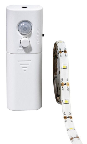 KIT STRIP LED CON SENSORE, BATTERIE 2xAA, LUCE 4000K, 1,5W 1m, BLISTER