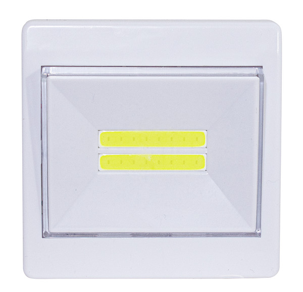 LAMPADA LED DA PARETE CON SWITCH, 180LM, BAT.3xAAA, COLORE BIANCO, 87x87x22mm,