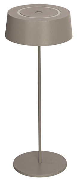 Lampada LED ricaricabile da tavolo "GRACE" con cavo USB, DIMMERABILE, 2,2W, LUCE 3000K, Batt.2x2000mA, 120x295mm, C.TORTORA