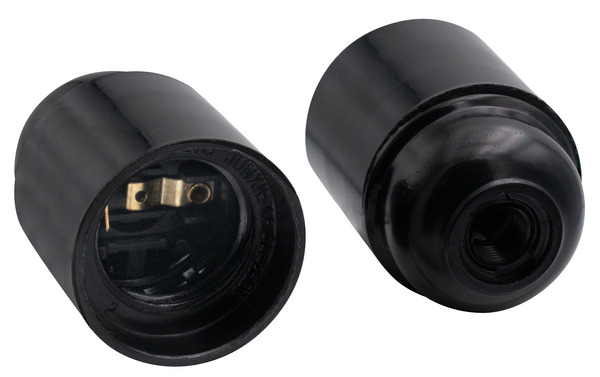 PORTA LAMPADA TIPO E27 LISCIO, IN RESINA TERMOINDURENTE, Certificato IMQ, Colore NERO PORTA LAMPADA TIPO E27 LISCIO, IN RESINA TERMOINDURENTE, Certificato IMQ, Colore NERO