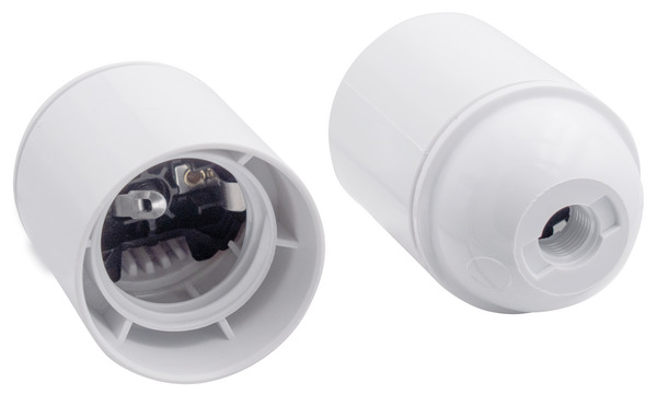 PORTA LAMPADA TIPO E27 LISCIO, IN TERMOPLASTICA, Certificato IMQ, Colore BIANCO LUCIDO PORTA LAMPADA TIPO E27 LISCIO, IN TERMOPLASTICA, Certificato IMQ, Colore BIANCO LUCIDO