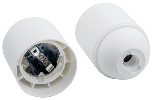 PORTA LAMPADA TIPO E27 LISCIO, IN TERMOPLASTICA, Certificato IMQ, Colore BIANCO OPACO PORTA LAMPADA TIPO E27 LISCIO, IN TERMOPLASTICA, Certificato IMQ, Colore BIANCO OPACO