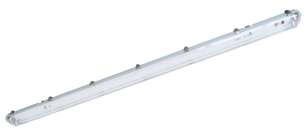 PLAFONIERA SLIM CON RIFLETTORE PER TUBI LED 2x150CM, IP65, ALIMENTAZIONE DIRETTA 220Vac, ABS+PS, DIM 158x11x6cm