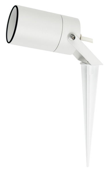 Portafaretto DA GIARDINO CON PICCHETTO per GU10, IP65, 220Vac, D60mm, ALLUMINIO BIANCO