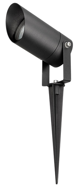Portafaretto DA GIARDINO con Tettuccio e Picchetto per GU10, IP65, 220Vac, D60mm, ALLUMINIO NERO Portafaretto DA GIARDINO con Tettuccio e Picchetto per GU10, IP65, 220Vac, D60mm, ALLUMINIO NERO