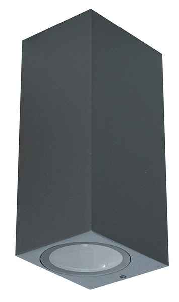 APPLIQUE PORTAFARETTO per due GU10 a LED di max 7W, IP65, alluminio colore grigio scuro, 68x160x78mm%%%_substitutiveMessage_%%%39.PL10189G