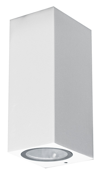 APPLIQUE PORTAFARETTO per due GU10 a LED di max 7W, IP65, alluminio colore bianco, 68x160x78mm%%%_substitutiveMessage_%%%39.PL10189W