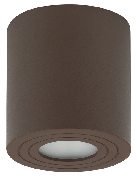 APPLIQUE PORTAFARETTO ROTONDO montaggio a Tetto, per una GU10 a LED di max 7W, IP65, alluminio colore Brown, 90x95mm