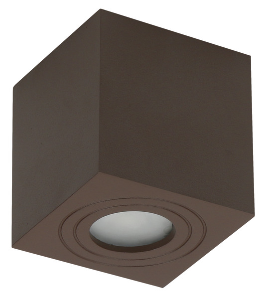 APPLIQUE PORTAFARETTO QUADRATO montaggio a Tetto, per una GU10 a LED di max 7W, IP65, alluminio colore Brown, 90X90x95mm