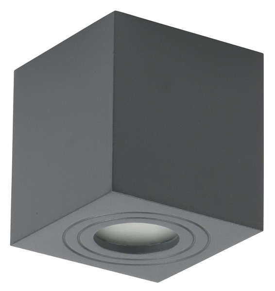 APPLIQUE PORTAFARETTO QUADRATO montaggio a Tetto, per una GU10 a LED di max 7W, IP65, alluminio colore grigio scuro, 90X90x95mm