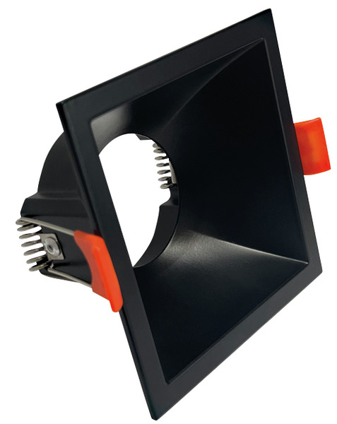 Supporto in alluminio quadrato per GU10 ed MR16 easy fit, nero, ghiera autobloccante, 85x85*45mm, F. 75x75mm (portalampada non incluso)