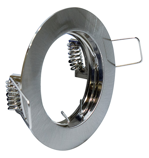 Supporto rotondo per PAR16 ed MR16,colore acciaio satinato,ghiera fissa, D.77mm,F.60mm (portalampada non incluso) Supporto rotondo per PAR16 ed MR16,colore acciaio satinato,ghiera fissa, D.77mm,F.60mm (portalampada non incluso)