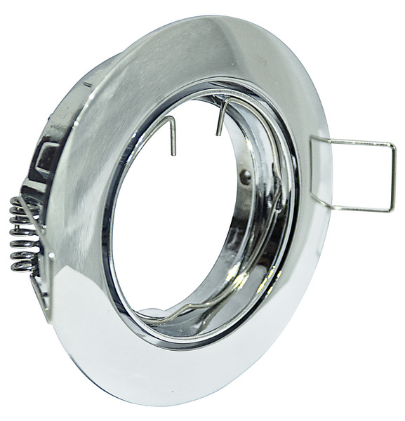 Supporto rotondo per PAR16 ed MR16,colore cromato,ghiera orientab., Diam 84mm,Foro 75mm (portalampada non incluso) Supporto rotondo per PAR16 ed MR16,colore cromato,ghiera orientab., Diam 84mm,Foro 75mm (portalampada non incluso)