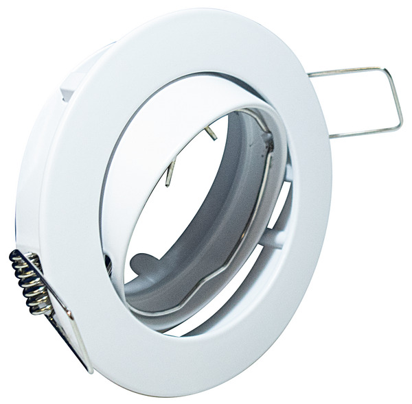 Supporto rotondo per PAR16 ed MR16, bianco opaco, ghiera orientabile, Diam. 84mm,Foro 73mm (portalampada non incluso) Supporto rotondo per PAR16 ed MR16, bianco opaco, ghiera orientabile, Diam. 84mm,Foro 73mm (portalampada non incluso)