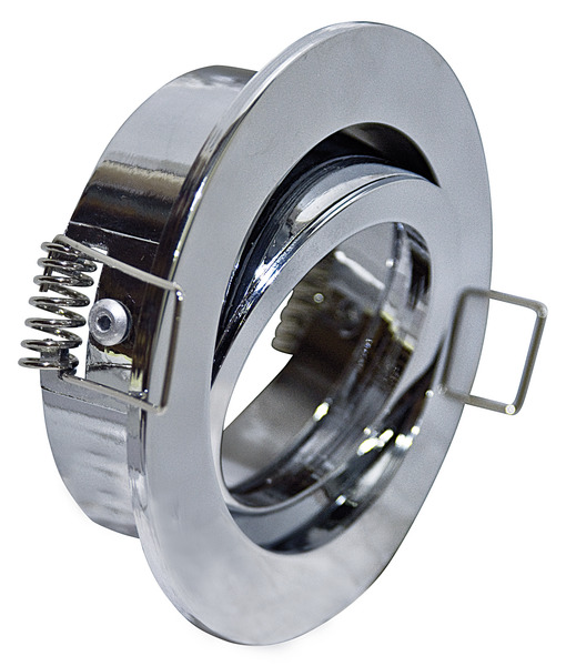 Supporto rotondo PAR16/MR16, cromato, ghiera+controghiera, Diam 83mm,Foro 70mm (portalampada non incluso) Supporto rotondo PAR16/MR16, cromato, ghiera+controghiera, Diam 83mm,Foro 70mm (portalampada non incluso)