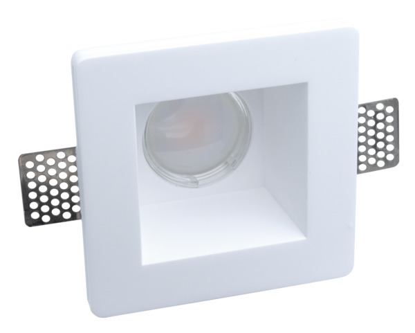 SUPPORTO DA INCASSO IN GESSO PER LAMPADE PAR16 (GU10) ed MR16, DIM. 12x12x5,7cm Made in PRC