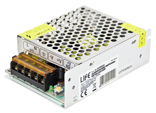 ALIMENTATORE SWITC. METAL. Serie 3, 24Vdc 2,5A 60W INPUT 110/220Vac +/-10% DIMEN.110*80*35mm