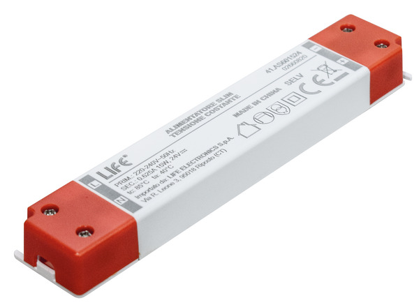 Alimentatore Ultra Slim, 24Vdc 0,625A 15W, IN:220Vac, DIM.:160x30x16mm
