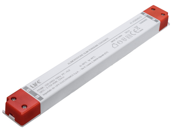 Alimentatore Ultra Slim, 12Vdc 3,750A 45W, IN:220Vac, DIM.:251x30x17,5mm