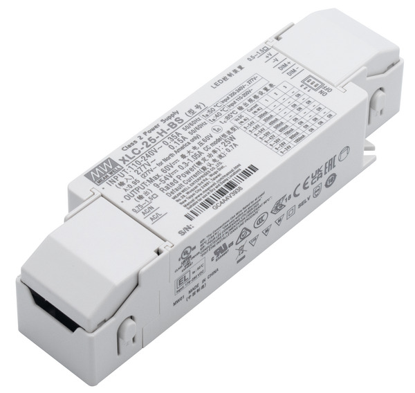 Alimentatore dimmerabile 0-10V IP20 25W corrente costante da 0,3A a 1,05A, Vout 9-54V, Vin 230V~, 147*40*32mm, XLC-25 -H-BS MEAN WELL Alimentatore dimmerabile 0-10V IP20 25W corrente costante da 0,3A a 1,05A, Vout 9-54V, Vin 230V~, 147*40*32mm, XLC-25 -H-BS MEAN WELL