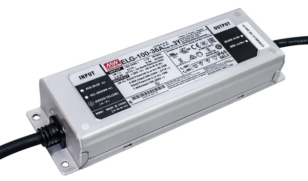 Alimentatore IP67 CC+CV, 2660mA, 18-36V, 95,76W 199x63x36mm ELG-100-36A-3Y MEAN WELL Alimentatore IP67 CC+CV, 2660mA, 18-36V, 95,76W 199x63x36mm ELG-100-36A-3Y MEAN WELL