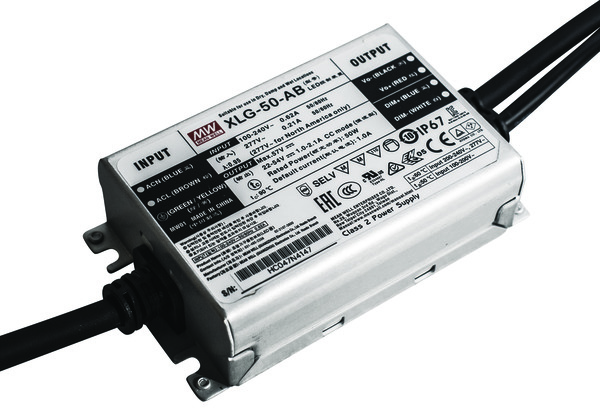 Alimentatore IP67 corrente costante ADJ 530~2100mA, 22-54V,XLG-50-AB, Dim.0-10V , 105x63x30m XLG-50-AB MEAN WEL Alimentatore IP67 corrente costante ADJ 530~2100mA, 22-54V,XLG-50-AB, Dim.0-10V , 105x63x30m XLG-50-AB MEAN WEL