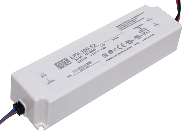 Aliment. IP67 12V 8,5A 102W INPUT 230Vac, 190x52x37mm LPV-100-12 MEAN WELL