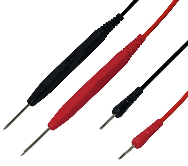 PUNTALI A PUNTA PER TESTER ICE, Spina diam.2mm, Conduttore 0,13mm², Lunghezza cavo 100cm PUNTALI A PUNTA PER TESTER ICE, Spina diam.2mm, Conduttore 0,13mm², Lunghezza cavo 100cm