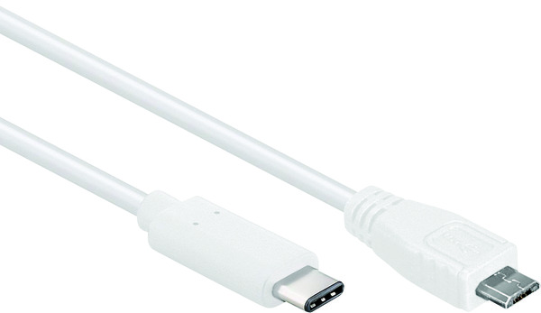 CAVO USB DATI E ALIMENTAZIONE SPINA TIPO C - SPINA TIPO MICRO B, 1,0M, Velocità 480Mbp/s, BIANCO CAVO USB DATI E ALIMENTAZIONE SPINA TIPO C - SPINA TIPO MICRO B, 1,0M, Velocità 480Mbp/s, BIANCO