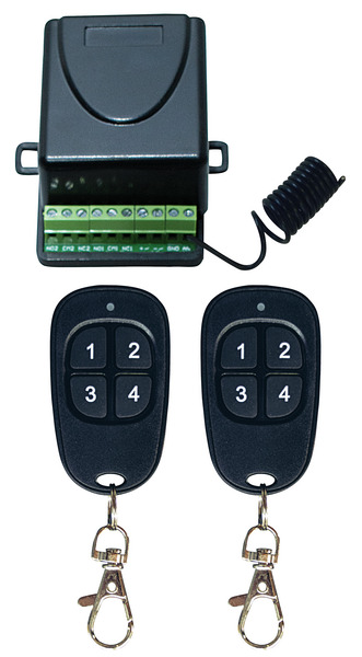 KIT per cancello IP20, Ricevitore da interno 2CH 433.92Mhz codice fisso, con 2 Radiocomandi in dotazione KIT per cancello IP20, Ricevitore da interno 2CH 433.92Mhz codice fisso, con 2 Radiocomandi in dotazione