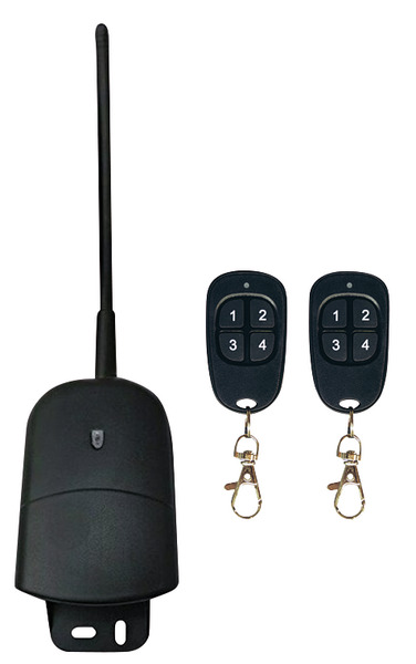 KIT per cancello IP55, Ricevitore da esterno 2CH 433.92Mhz codice fisso, con 2 Radiocomandi in dotazione KIT per cancello IP55, Ricevitore da esterno 2CH 433.92Mhz codice fisso, con 2 Radiocomandi in dotazione